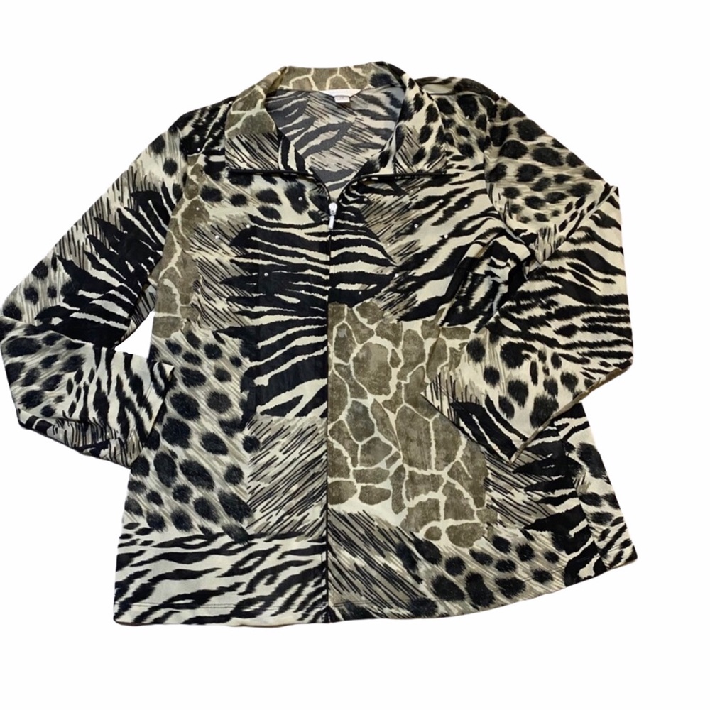 CJ Banks Animal Print Zip Jacket
